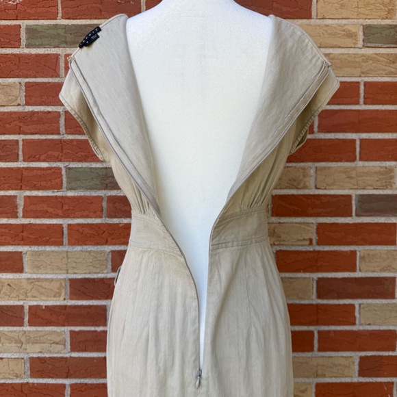 🔥 Theory Linen Cream Short Sleeve Midi Dress - Picture 9 of 11